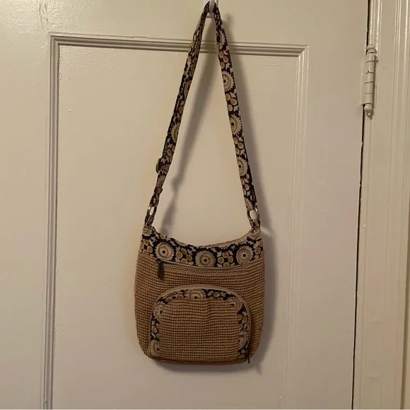 GreenJute “Hipster” Crossbody Bag - beige navy - zipper - Picture 5 of 12